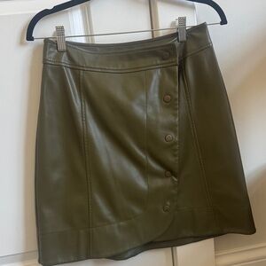 Stylish Olive Leather Mini Skirt